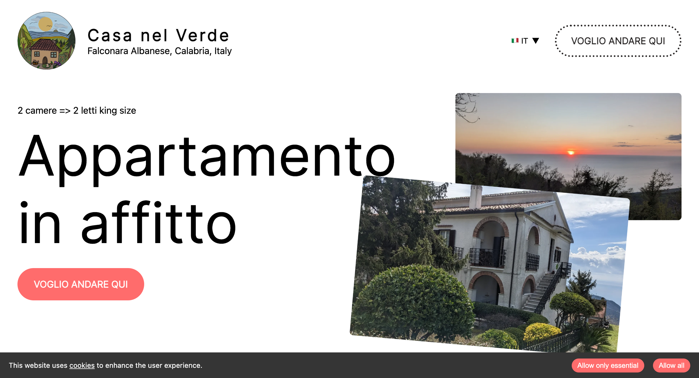 Screenshot of the Casa nel Verde apartment website